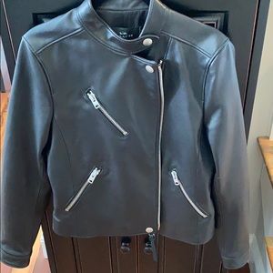 Coach black leather moto jacket